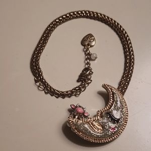 Betsey Johnson Cow over Moon Pendant